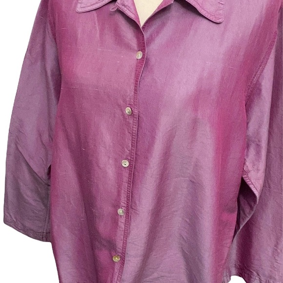 Debra deRoo Button Up Blouse L Iridescent Purple - Picture 5 of 8